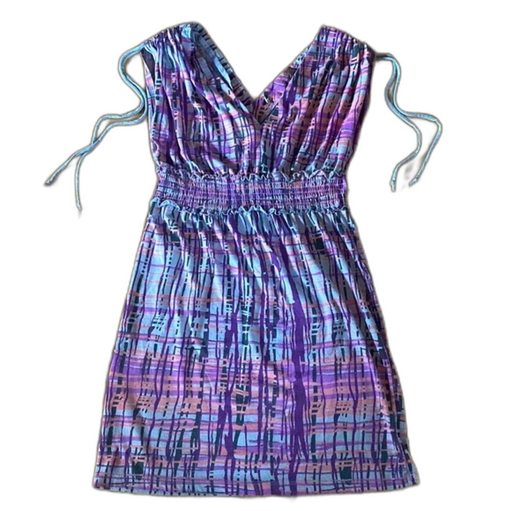 Dress with Pink, Purple Black and Grey Design‎